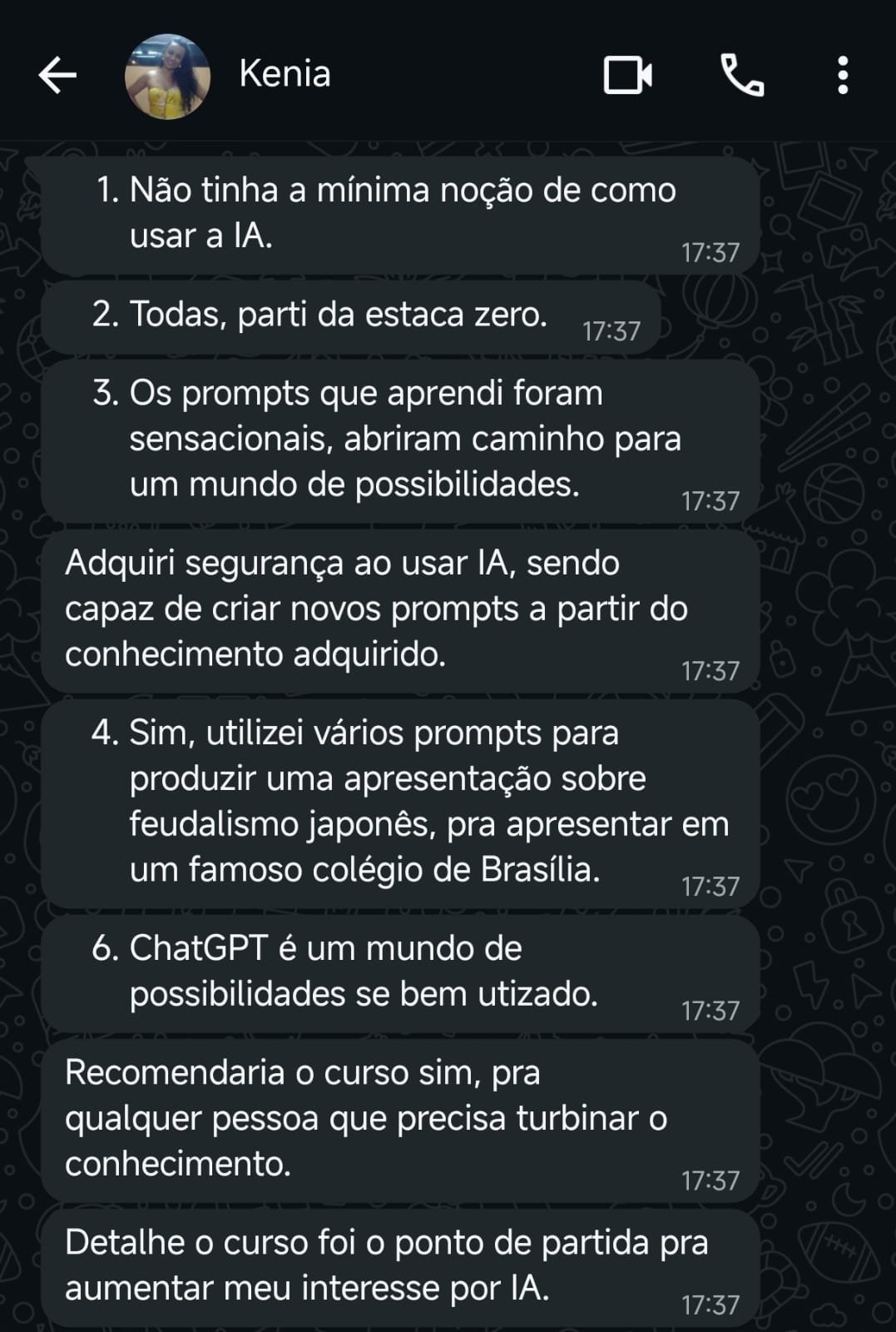 Depoimento de Kênia sobre o Método P.R.O.M.P.T.