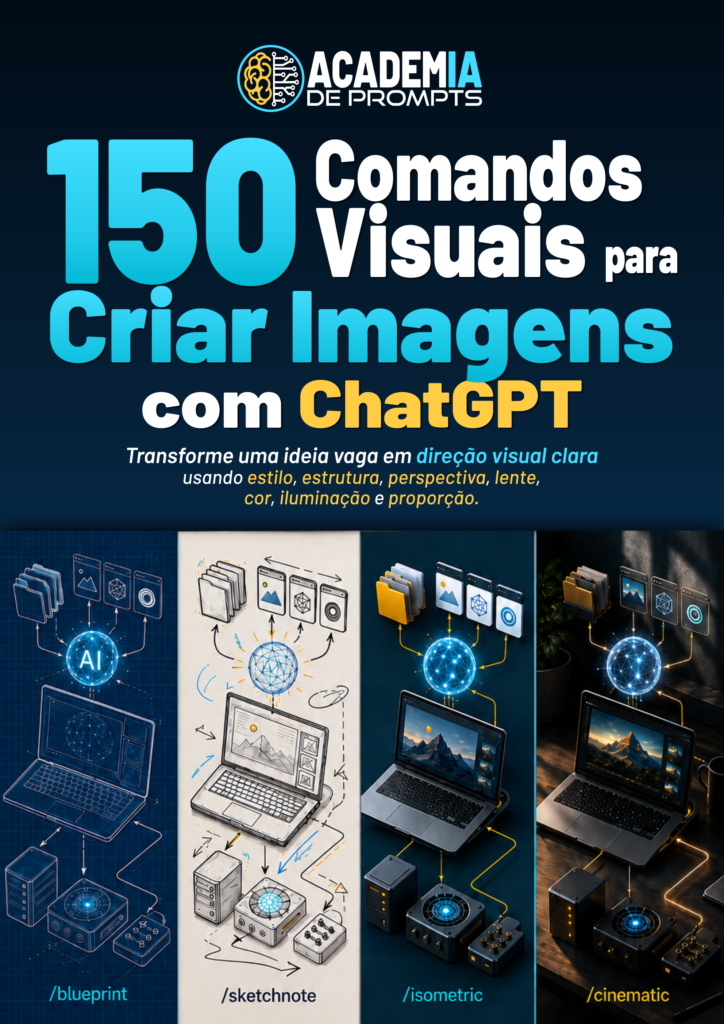 Capa do ebook 150 Comandos Visuais para Criar Imagens com ChatGPT