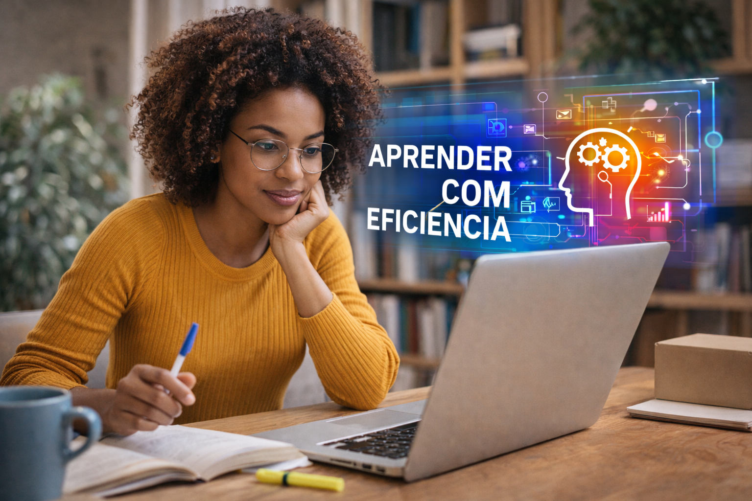 Estudante aprendendo com eficiência