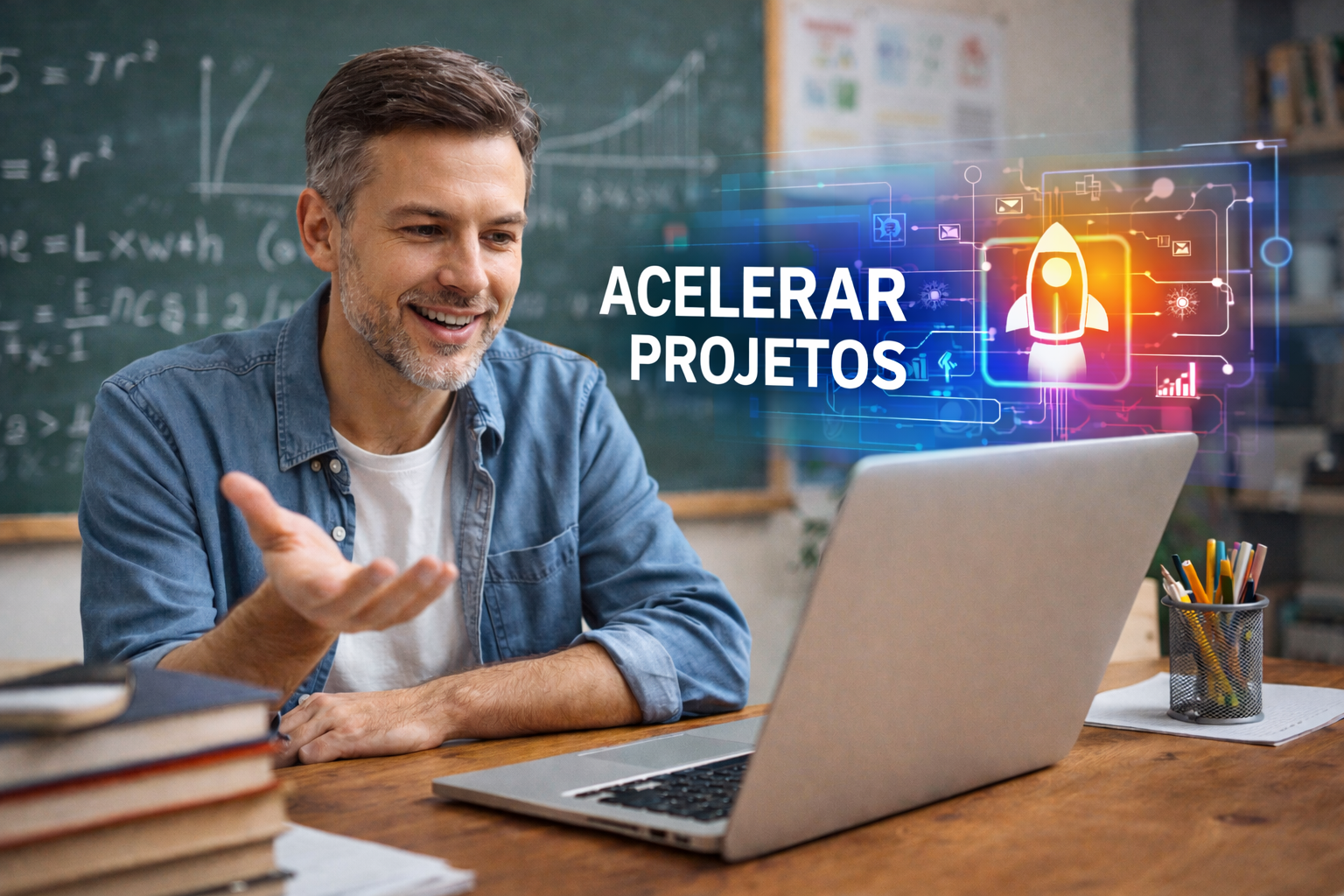 Profissional acelerando projetos com IA